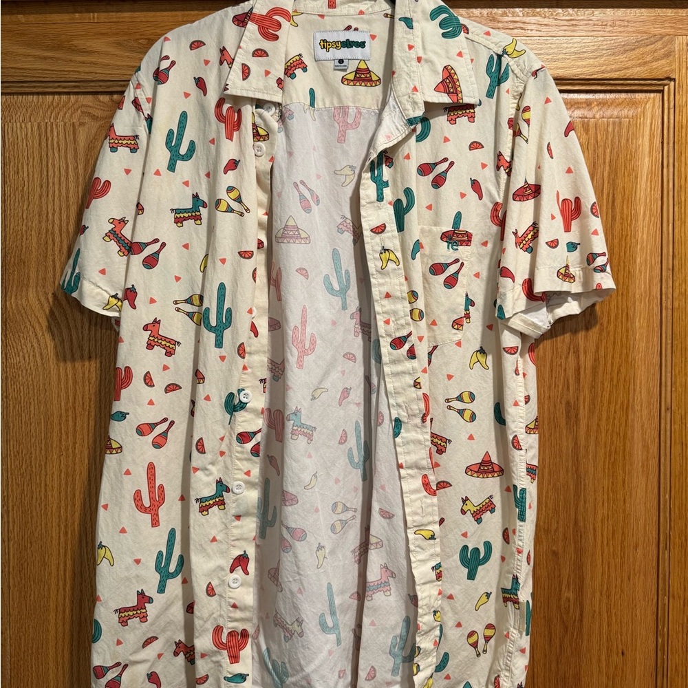 Tipsy Elves Multicolor Cactus Print Men's Shirt